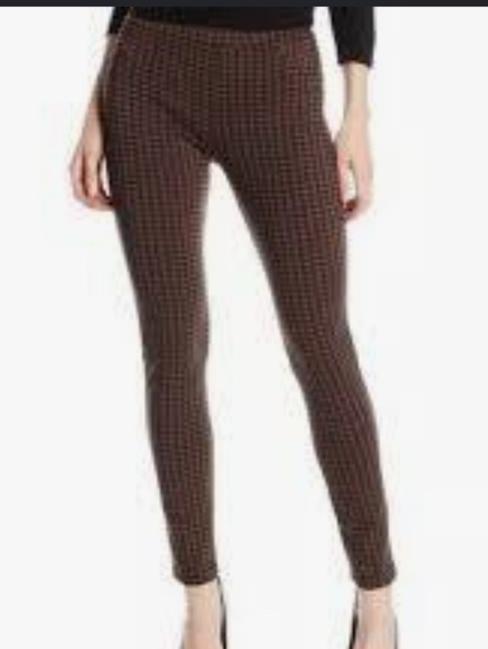 Sanctuary Brown & Black Plaid Pull-On Ponte Leggings Skinny Pants -